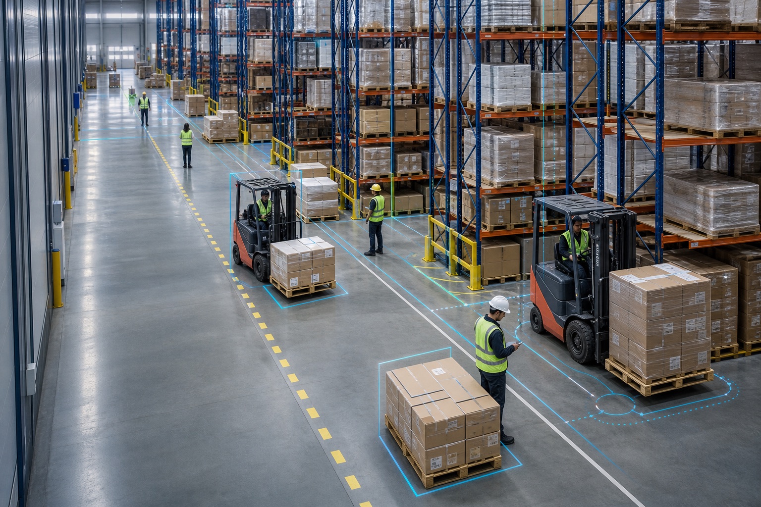 A modern US warehouse using NOVUS visual intelligence to monitor people, vehicles and zones